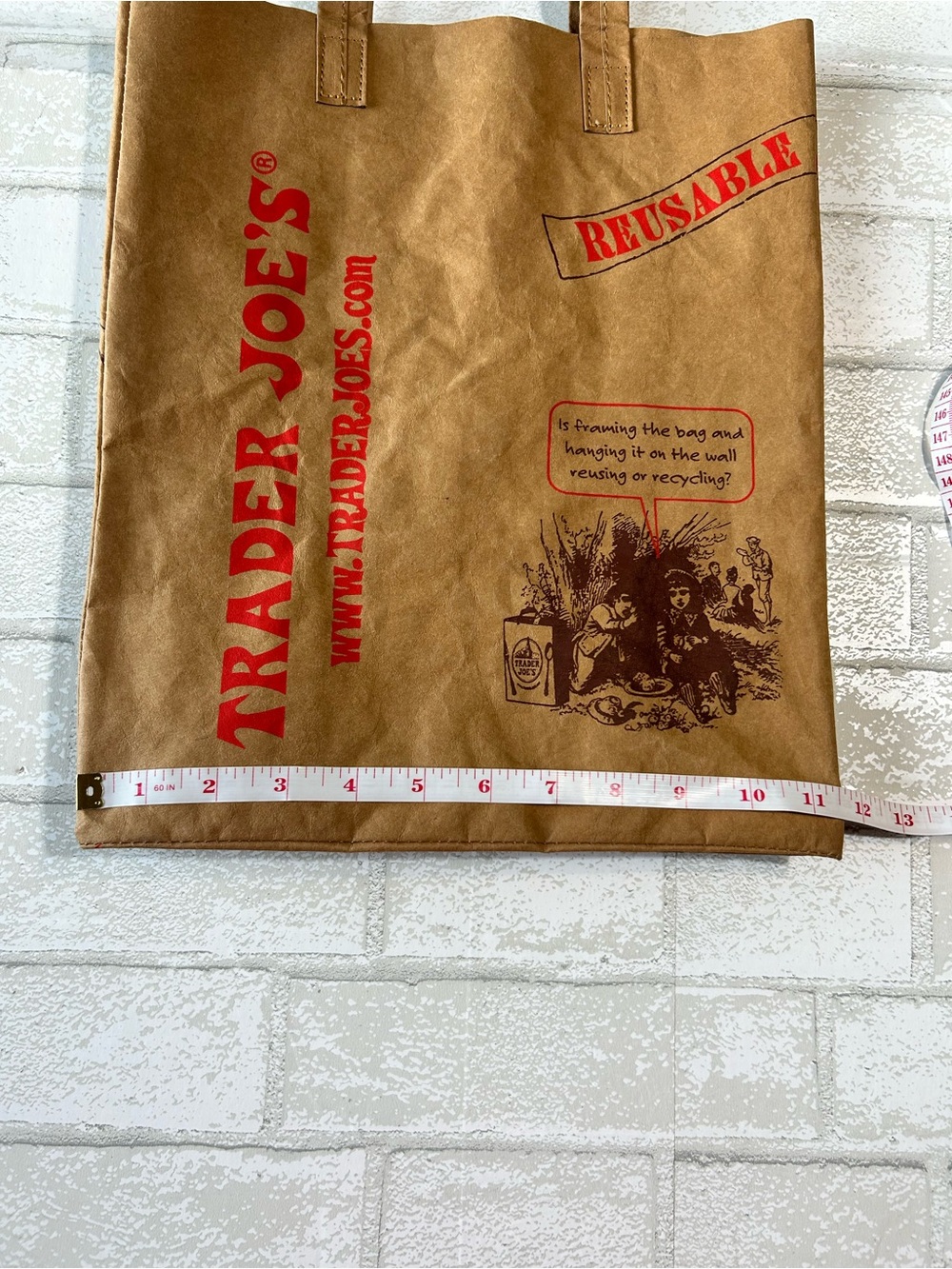 Trader Joe's Brown Reusable Washable Tote Bag with Red Logo - Picture 7 of 7